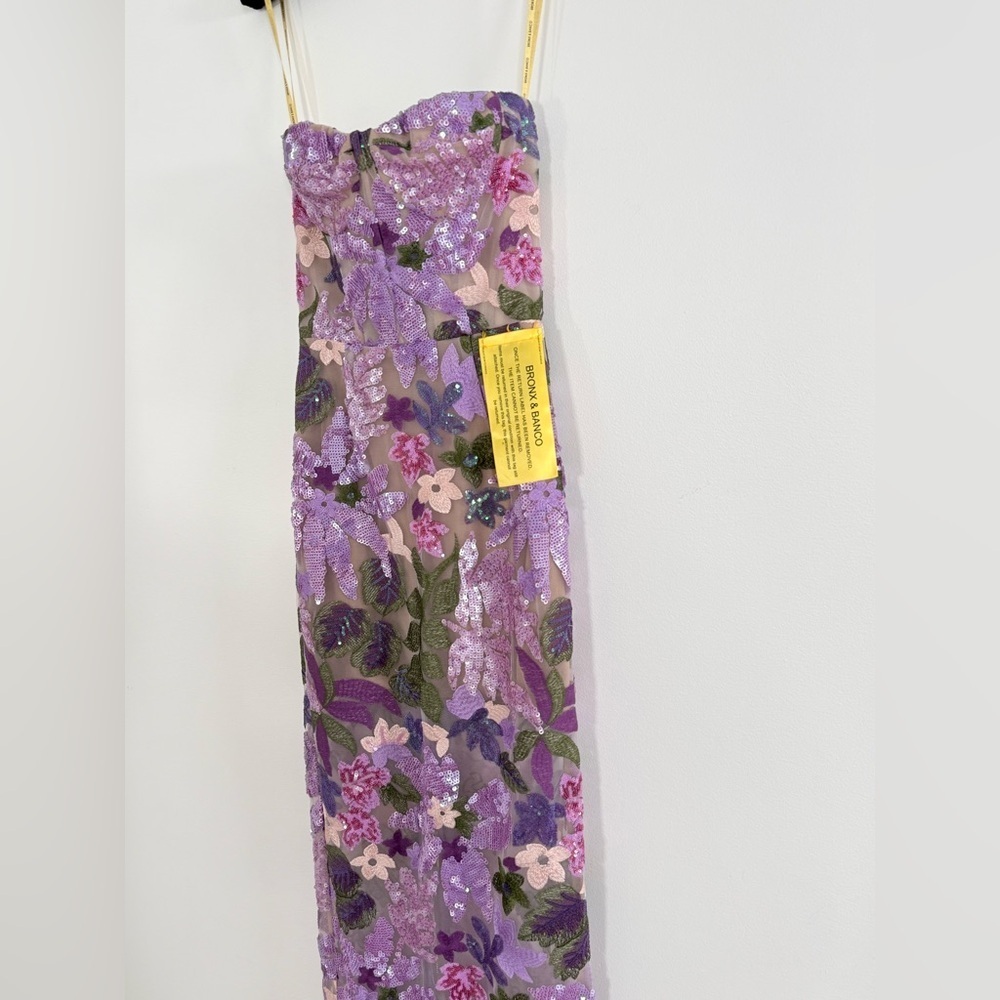 Bronx and Banco Dahlia Floral-Embellished Strapless Gown Size XS | US 2 - Picture 8 of 16